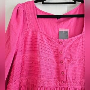 Torrid Hot Pink Long Sleeve Dress